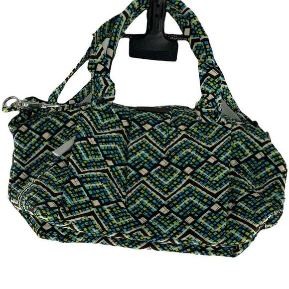 Vera Bradley Rain Forest Hadley Satchel Signature Cotton Multicolor Zip Bag New - Picture 7 of 11